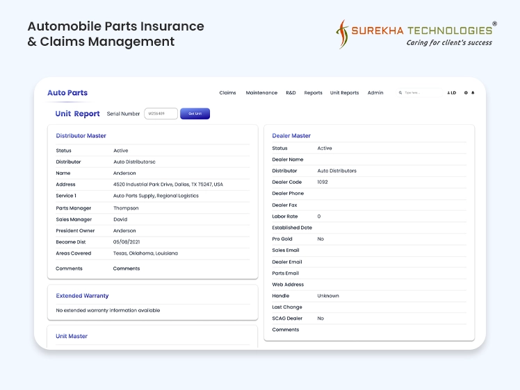 Automobile Parts Insurance & Claims Management