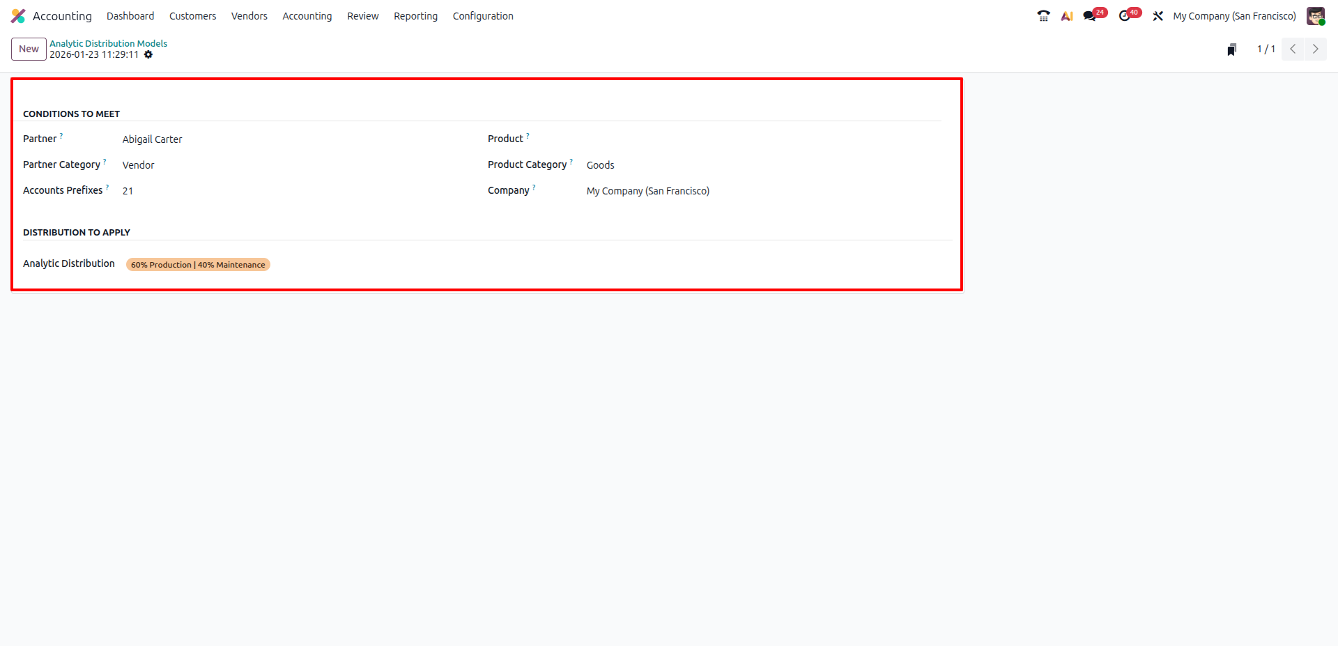 Odoo Analytic Distribution Models