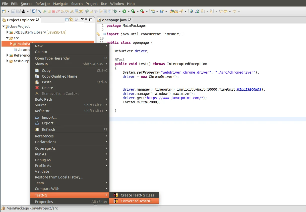 How to convert the package into one TestNG.xml file