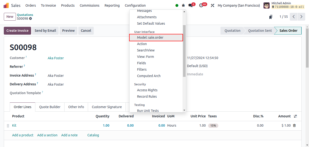 Odoo - In Debugger Mode