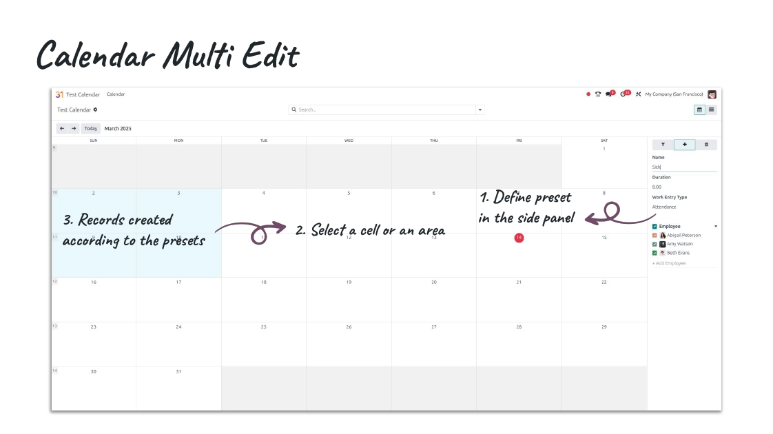 Calendar Multi edit