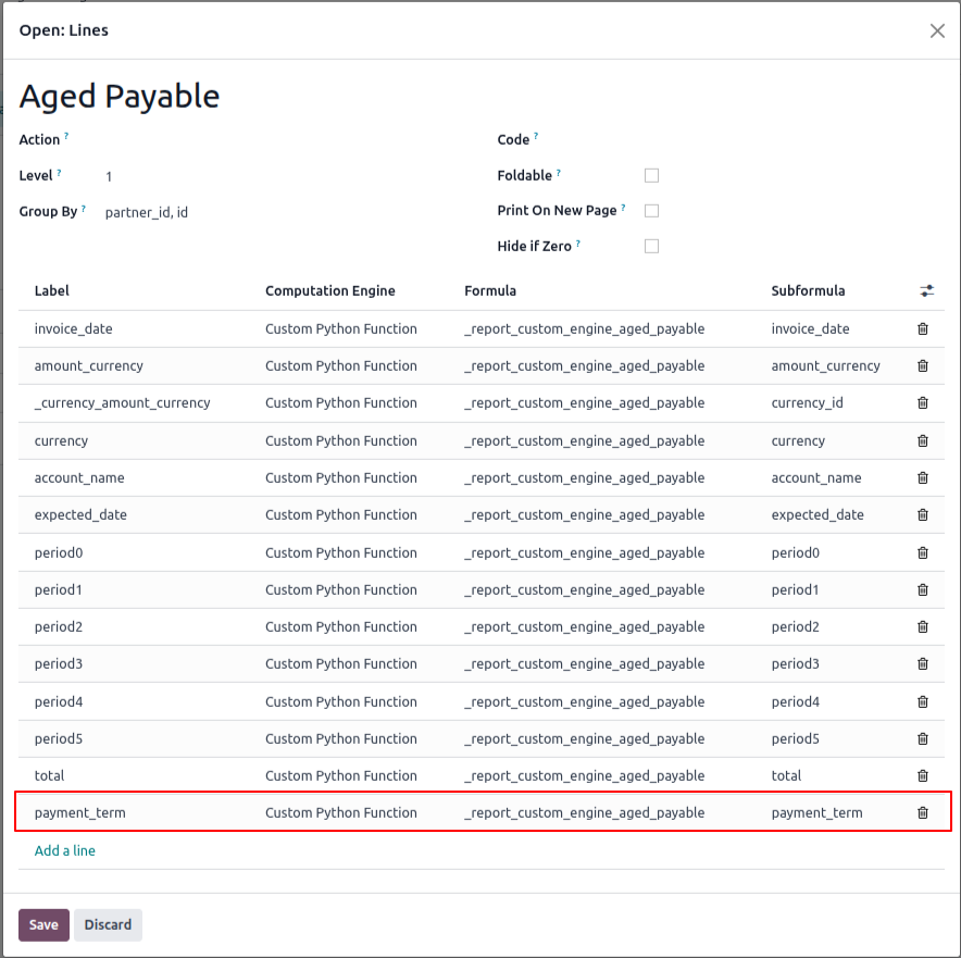 customization odoo accounting reports 