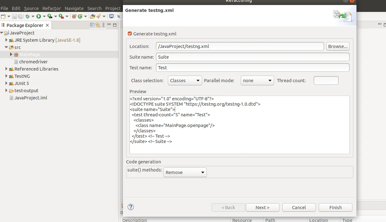 Generate testng.xml
