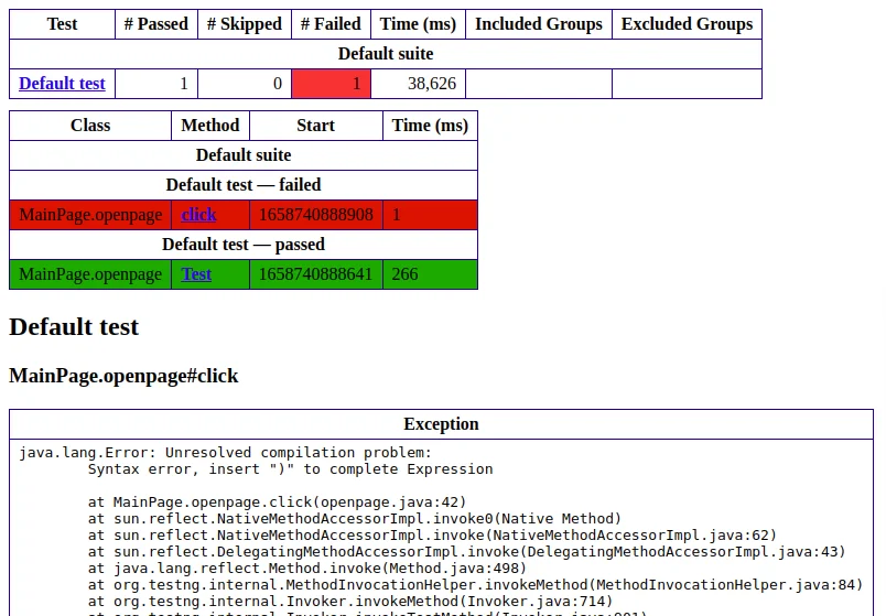 Test result report