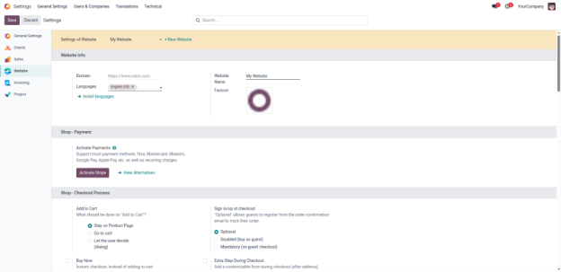 Step For Website Domain, Favicon and Language Configurations
